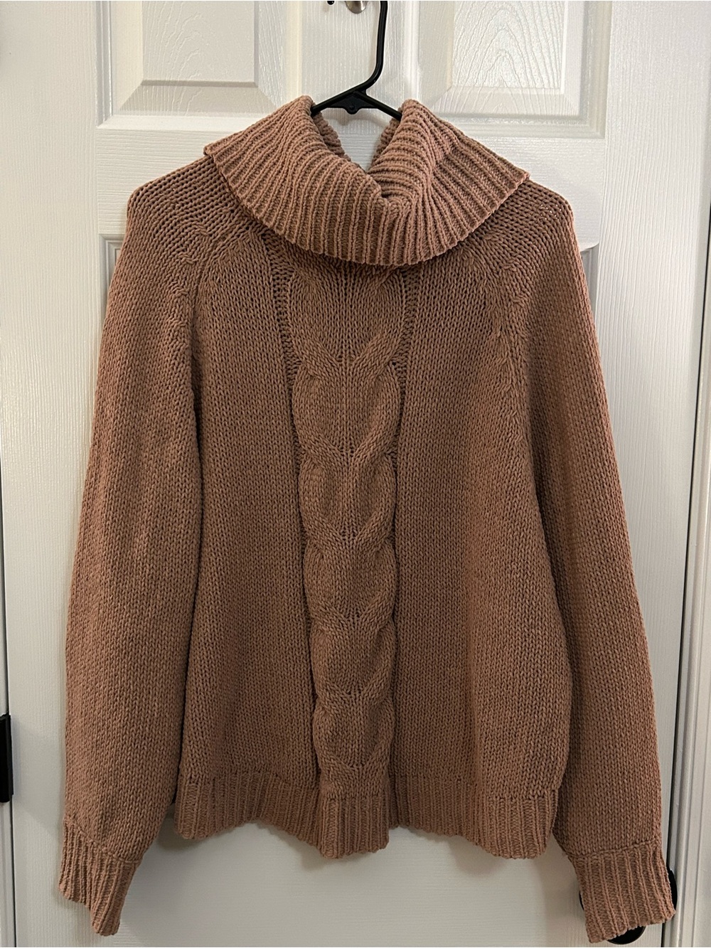 In Loom Taupe Cable Knit Cowl Neck Sweater M/L NWT
